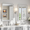 USHOWER 2 Pack Brushed Nickel Bathroom Mirrors for Over Sink 24x36 Inch, Metal Framed Rectangle Vanity Mirror for Wall, Bedroom, Living Room, Entryway, Anti-Rust, HD Tempered Glass,Horizontal/Vertical