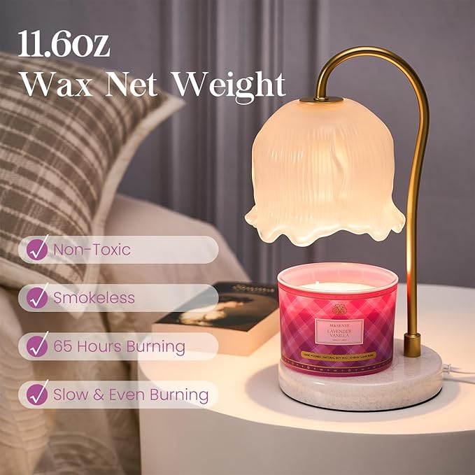 M&SENSE Plaid Pattern 3 Wick Soy Candles,11.64 oz Large Lavender Vanilla Scent Candle for Relaxation, Gifting, Home Décor | for Bedroom, Office, Party