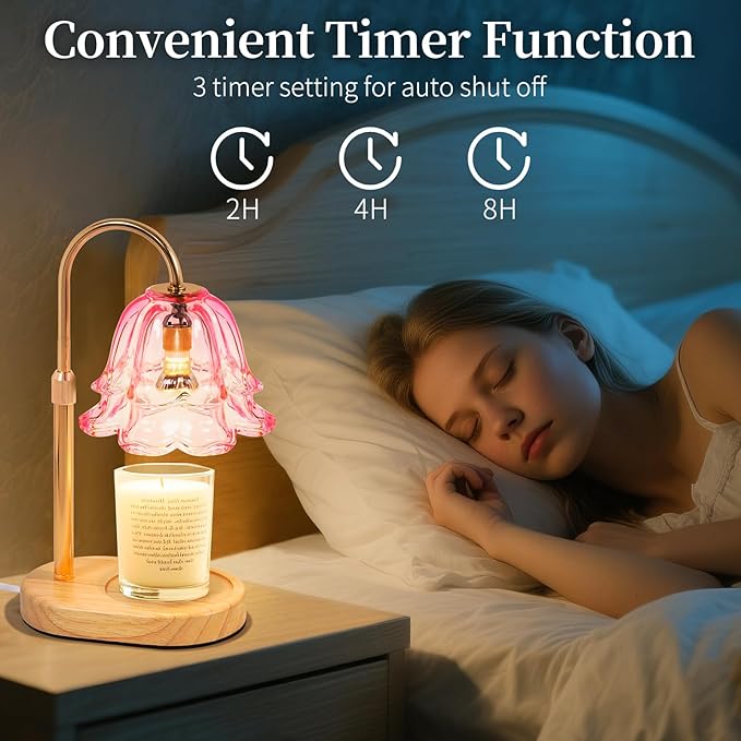 Lanhado Flower Candle Warmer Lamp with Timer - Dimmable Electric Candle Warming Lamps, Adjustable Wax Melter Wamers Light for Jar Candles, Birthday Gifts for Women, Christmas New Home Decor