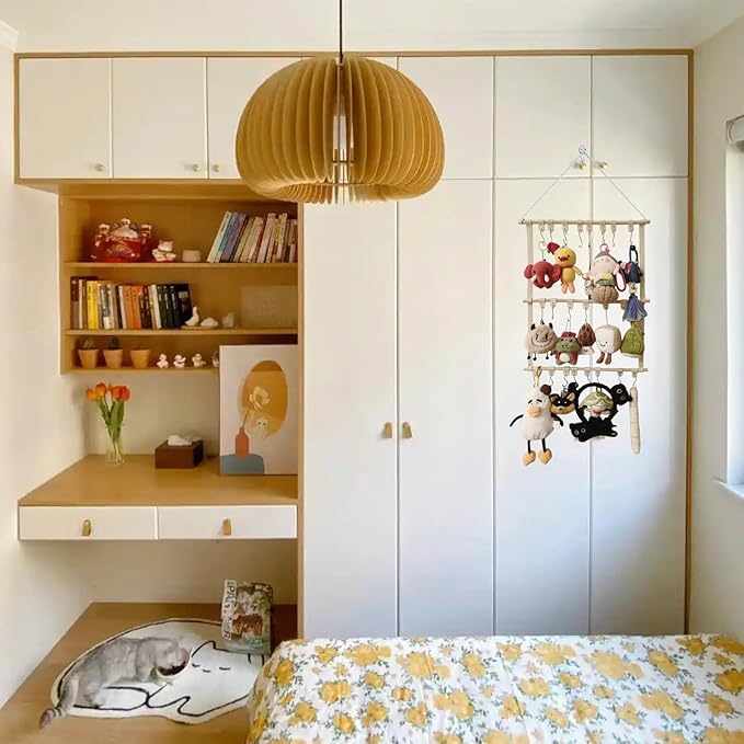 Hanging Display Storage Shelves Detachable Doll Organizers for Storage Plush Doll Collectors Gifts, Hanging Over the Door Organizer for Bedroom Home (Beige 1pcs)