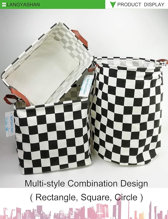 LANGYASHAN Laundry Basket Canvas Fabric Collapsible Organizer Basket for Storage Bin Toy Bins Gift Baskets Bedroom Clothes Children Nursery Hamper (Racing flag)