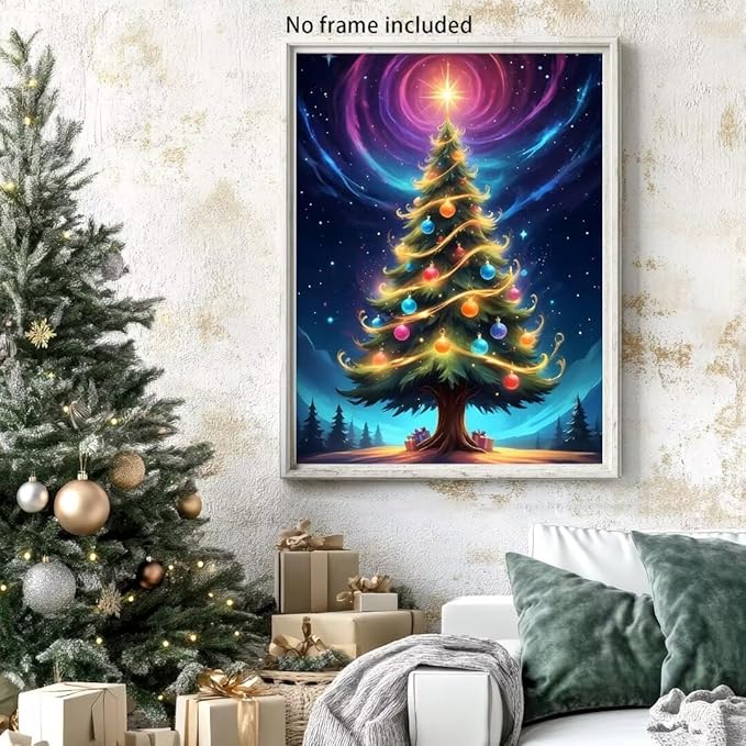 QZOTRXI Christmas Tree Diamond Painting Kits for Adults - Magic Christmas Tree Diamond Art DIY 5D Full Round Drill Crystal Rhinestone Arts and Crafts for Home Wall Decor 12x16 Inch