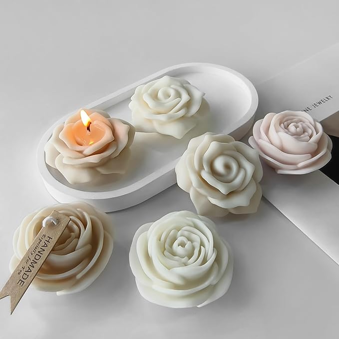 2 Pack Flower Candle Resin Mold - Resin Casting Silicone Molds for Home Decor & Candle Making Wave Spiral Mold