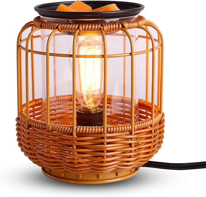 kobodon Electric Wax Melt Warmer Birthday Gifts for Women and Mom Edison Wax Warmer Fragrance Warmer for Home Office Gifts & Decor(Rattan Aroma Lamp)