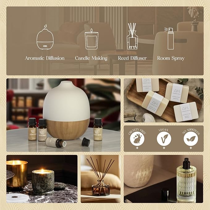 ARVIDSSON Hotel Diffuser Oils Gift Set, Hotel Scent Essential Oils for Diffuser, Luxury Fragrance Oil Blend - Jasmine & Mint, White Tea, Citrus Bliss, M-Way, Fancy Lobby, Gift for Women and Men