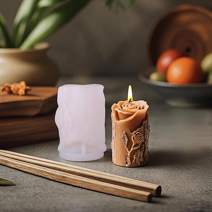 Silicone 3D Flower & Rose Cylinder Mold - Peony & Candle Mold for Resin, Clay & Soap Making - Craft Supplies