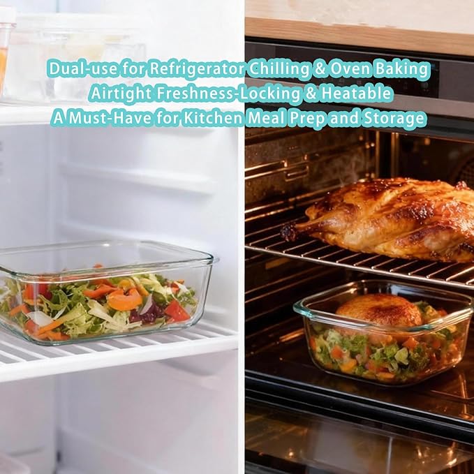 UFI Glass Food Storage Containers with Lids Airtight - 8 Pack - BPA-Free, Leak-Proof, Microwave & Freezer Safe Meal Prep Containers, Stackable Borosilicate Glass Containers for Kitchen Organization