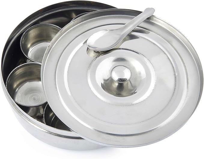 Indian-Tiffin Spice Container - Masala Dabba - 7 Compartments, Airtight