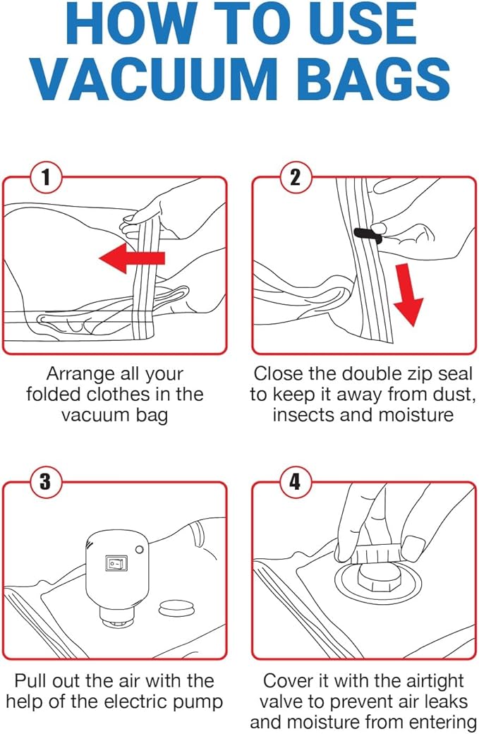 300NY Vacuum Storage Bags, 30 Pack + 1 Electric Air Pump (5 Super Jumbo, 5 Jumbo, 5 Extra Large, 5 Large, 5 Medium, 5 Small) Perfect for Compression and Space for Travel