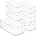 primebox Plastic Clear Drawer Organizers. Bathroom, Kitchen, Bedroom, Jewelry, Office Organizer Bins, Storage Trays. Heavy Duty, Stackable. 9" x 3" x 2" Set of 6