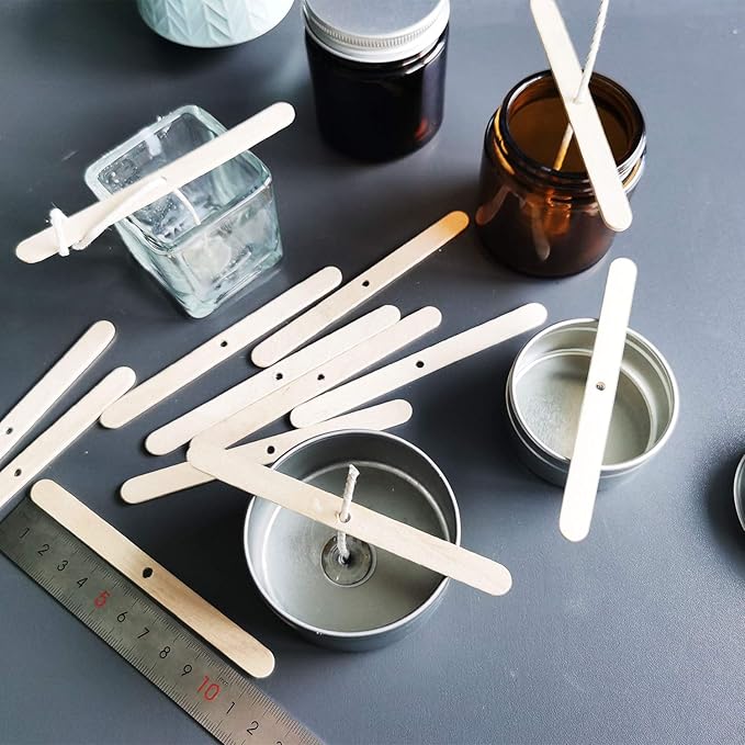 MILIVIXAY Wooden Candle Wick Holders,Candle Wicks Centering Device - Candle Centering Tool, 120 Pack