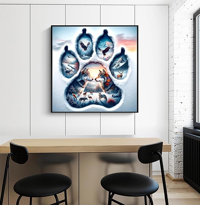 APTDYIGL 5D Winter Wolf Diamond Painting Kits for Adults Beginner,DIY Animal Diamond Art Kits for Adults,Round Full Drill Diamond Dots with Gem Art Kits,Home Wall Decor 13.7X13.7inch