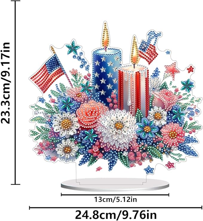 ARTopet 2Pcs DIY Diamond Desktop Ornament US Independence Day Special Shaped Crystal Double Sided Pattern Single Sided Diamond Art Painting Tabletop Home Ornaments Decor-01