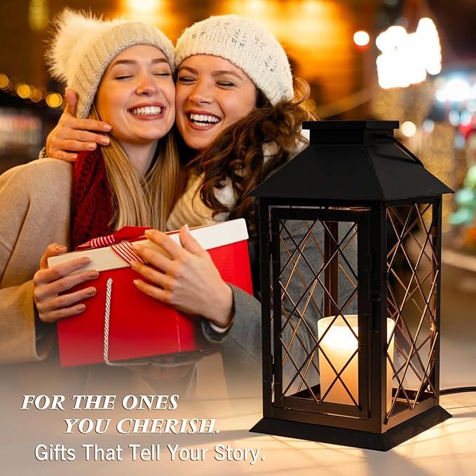 Candle Warmer Lamp Morden Farmhouse Lantern, House Warming Gifts New Home Décor Vintage Black Large Lantern Candle Lamp Warmer for Jar Candles