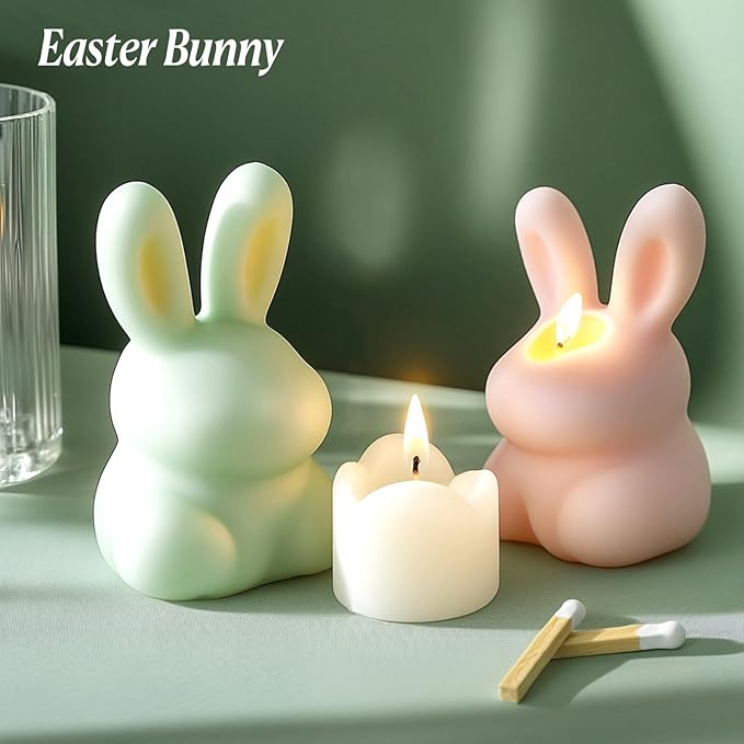 Easter Candle Bunny Silicone Molds Rabbit Resin Soap Wax Candle Wax Making Mold Silicone Shapes for Candles Resin Making Moldes De para Velas De Silicona para Velas
