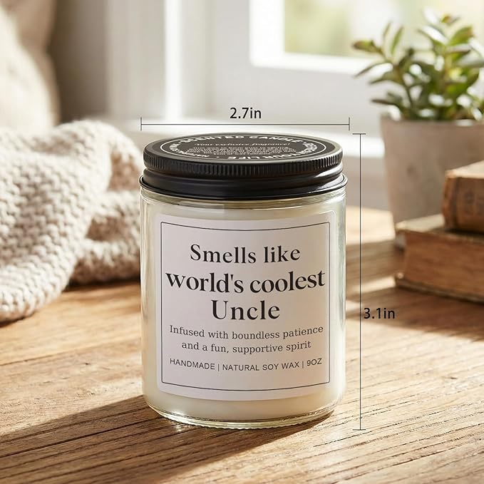 Uncle Gifts for Men, Happy Birthday Fathers Day Gift for Uncle from Niece Nephew, Funny Sentimental Present Ideas for Him - Lavender Scented Candle
