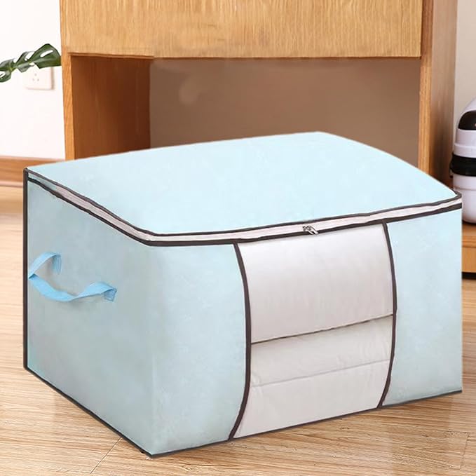 Generic Heavy Duty Moving Bags, Moving Boxes with Reinforced Handles ＆ Premium Double Zippers, 2024 New Storage Tote for Space Saving, Packing ＆ Moving Storage, Light Blue