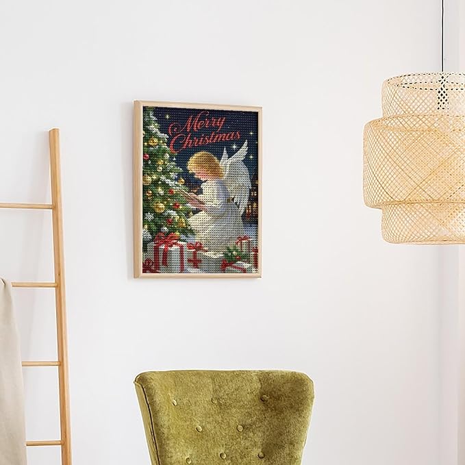 AIVKIEJK Diamond Painting Kits for Adults - Merry Christmas Angel Welcome Painting DIY 5D Full Drill Diamond Dots Paintings with Diamonds Gem Art and Crafts Home Decor 16"x20"