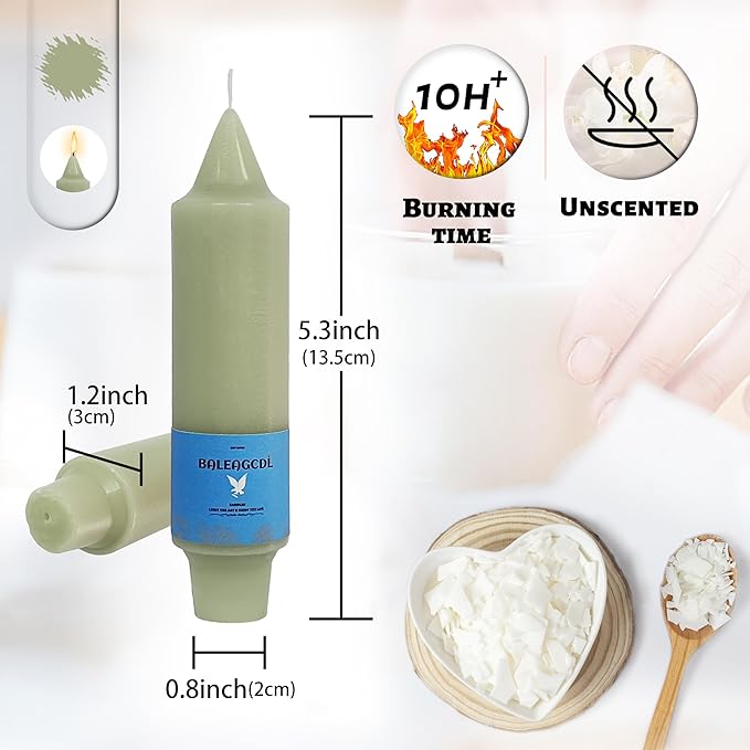 Handmade Unscented Twisted Light Green Taper Candles Long Lasting Smokeless Smooth Flame Candles 5 Inch Elegant Gradient Candlesticks for Home Décor Weddings