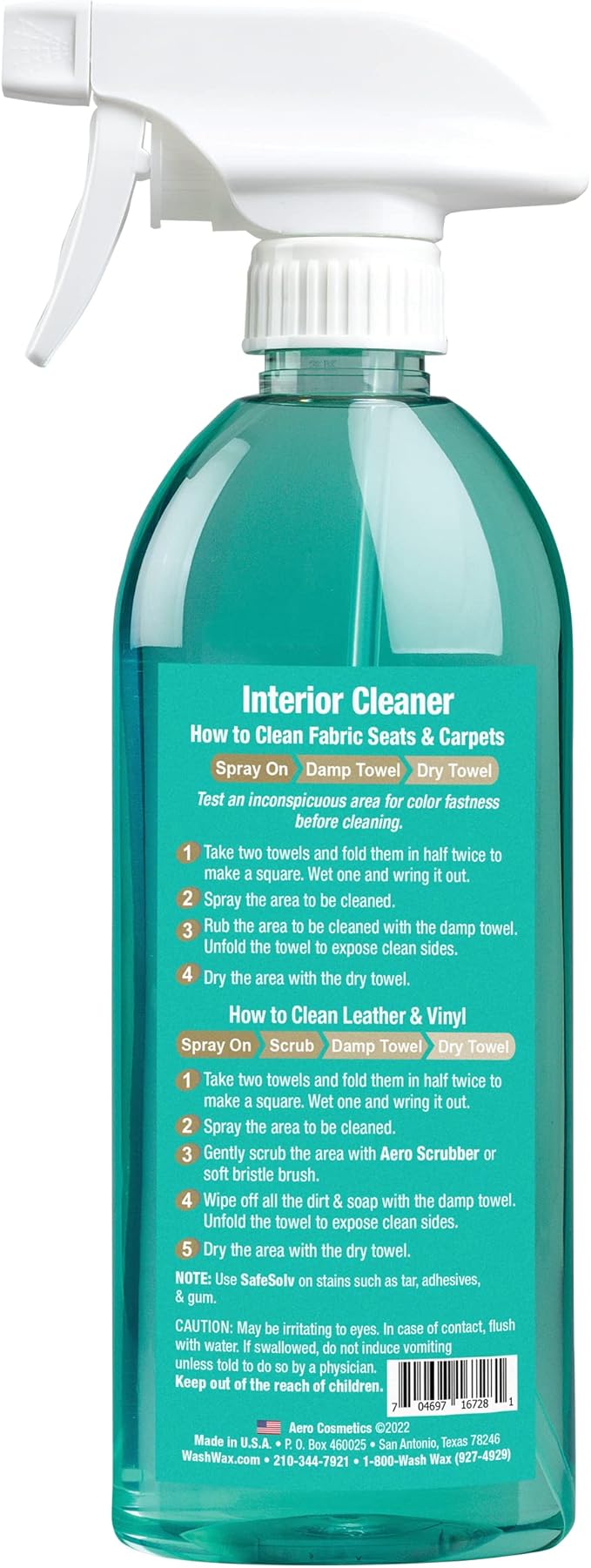 Aero Cosmetics Interior Cleaner, Carpet Cleaner, Seat Cleaner, Fabric Cleaner, 16.9 Fl oz (2-Pack) Aircraft Quality for your Car Boat RV Meets Boeing and Airbus Specs
