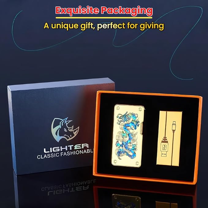 Smart Butane Lighter with 5 Ignition Methods, Voice-Activated Dual Flame Lighter with Windproof Blue Torch and Soft Flame Options, Rechargeable and Refillable Lighters (Without Fuel) (Brass)