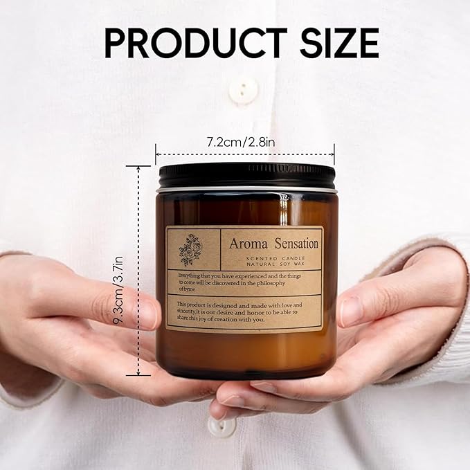 Organic Smoked Rosewood Candles - Non Toxic Soy Candles for Home, Stress Relief & Meditation (7oz)