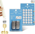 Taper Candles Sticky Dots - MANNYCOM White Candle Wax Dots & Tapered Candle Fittings Protective Candle Holder Liner for Upright 54x
