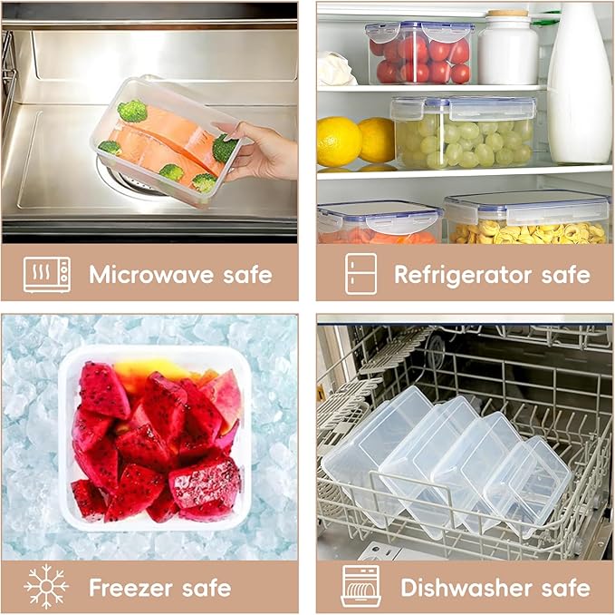 32 PCS Plastic Food Storage Containers with Lids Airtight, BPA-Free Leakproof Meal Prep Container Set for Kitchen Storage Reusable, Microwave Dishwasher Safe Stackable with Labels & Marker