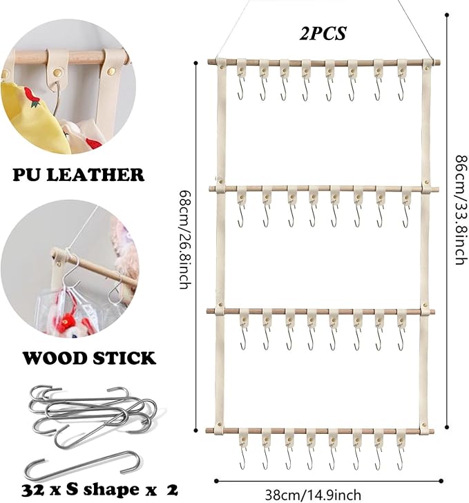 Hanging Display Storage Shelves Detachable Doll Organizers for Storage Plush Doll Collectors Gifts, Hanging Over the Door Organizer for Bedroom Home 2Pcs