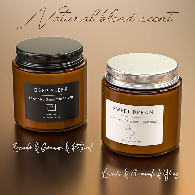 Birthday Gifts for Women, BOYUJK Sleep Candle Gifts for Women, Lavender Scented Candles Gift Set for Anxiety, Scented Candles Promotes Sleep and Relieves Stress, Relaxation Gift for Men