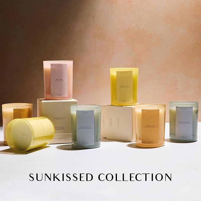 Rose & Sandalwood Scented Candle | 11oz, 60 Hour Burn | Natural Soy Wax, Cotton Wick | Soy Scented Candles for Home Fragrance | Benevolence LA Sun-Kissed Collection - Beach Rose