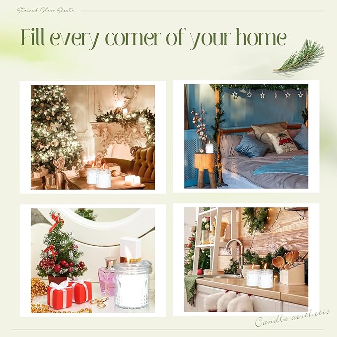 MTLEE Pearled Candle 2.2 lb Sand Wax Scented Sand Candle Kit with Gift Box 50 Wicks Refillable Jar White Beaded Wax Gift Set for Friends Mother Lover Women Family(Pine)