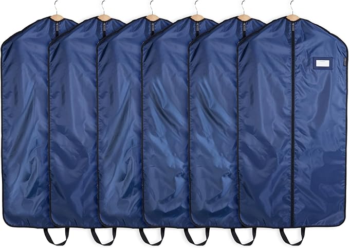 Covermates Keepsakes Garment Bag Set for Closet Storage and Travel – Breathable Suit and Dress Bags with ID Window and Carrying Handles – Heavy-Duty Hanging Wardrobe Protection Set, Blue