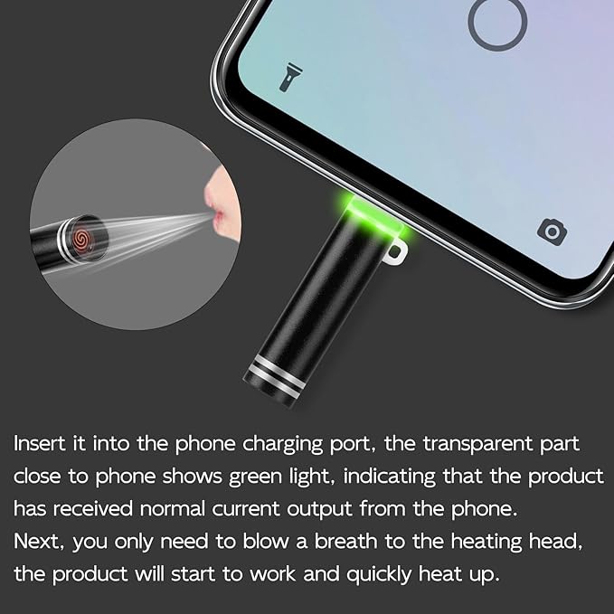 Blowing it II Electric Lighter USB C, Windproof Lighter for Phone, Plug in Phone and Blow to Work, No Need Charging, ONLY for Smart Phone with USB-C Port【Red 1pcs + Black 1pcs】