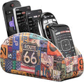 TV Remote Control Holder with 5 Compartments,Pu Leather Remote Caddy/Box/Tray Bedside Table Desk Storage Organizer for DVD, Blu-Ray, Media Player, Heater Controllers and Cosmetics Office Supplies