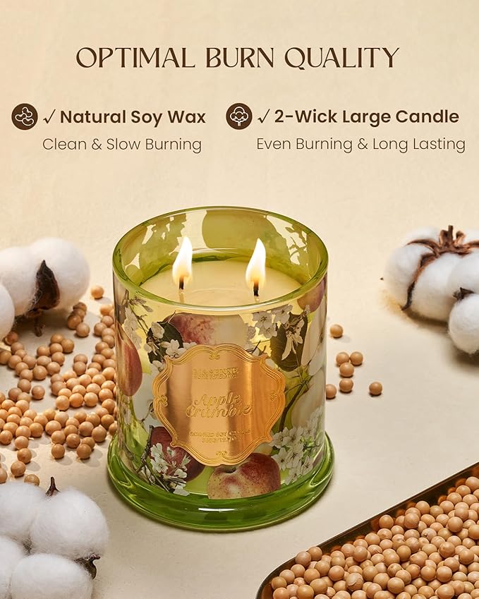 M&SENSE Apple Crumble Soy Candles for Home Scented, Organic Non Toxic 12.7oz Large Jar Candle 75 Hours Long Lasting, Winter Home Fragrance Housewarming New Year Gifts