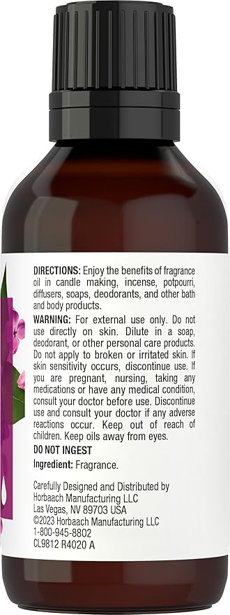 Horbäach Lilac Fragrance Oil | 1 fl oz (30ml) | Premium Grade | for Diffusers, Candle and Soap Making, DIY Projects & More