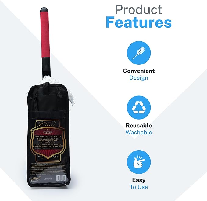 S.M. Arnold Ultra-Soft Microfiber Vehicle Duster - Ideal for Cars, Trucks, RVs, Boats, 25-Inch Long, Gentle on All Surfaces, Durable, Easy to Use, Includes Handy Storage Pouch for Efficient Cleaning