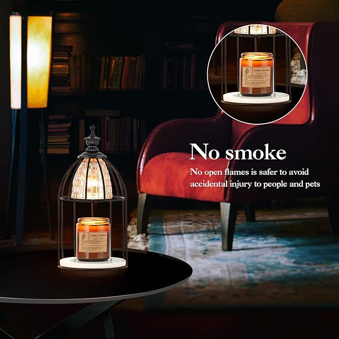 Candle Warmer Lamp for Top-Down Candle Melting, Vintage Aromatherapy Wax Melting lamp,Night Lamp (Black)