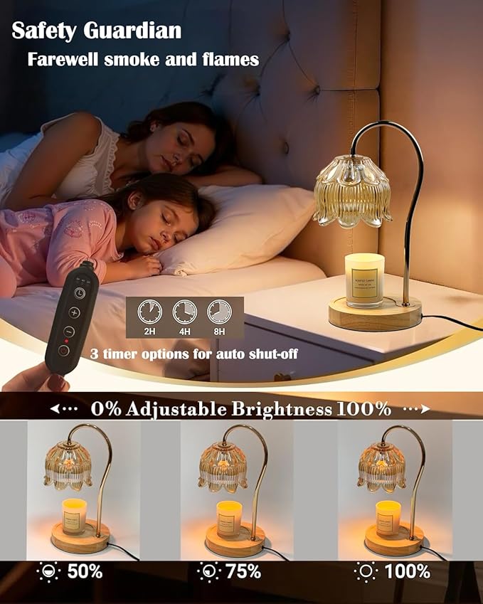 Candle Warmer Lamp With Timer Dimmable, Scented Wax Melts Warmer Lamp,Electric Flameless Fragrance Candle Warmer For Candle Jar,Mothers Day Birthday Gifts For Women,Office Home Bedroom Deco(2 Bulbs)