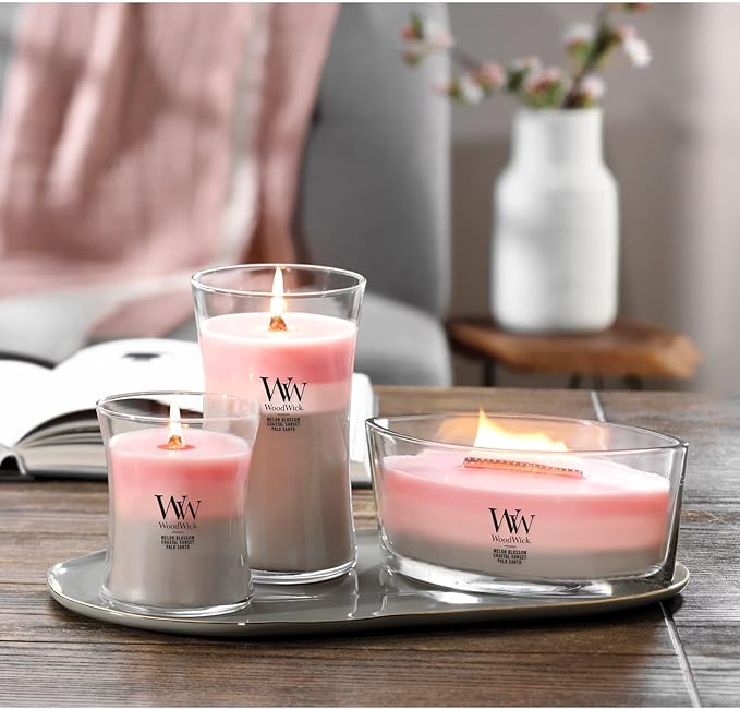 WoodWick Shoreline Trilogy Gifts for Women and Men, 21.5 oz Large Hourglass Trilogy Candle with Crackling Wick