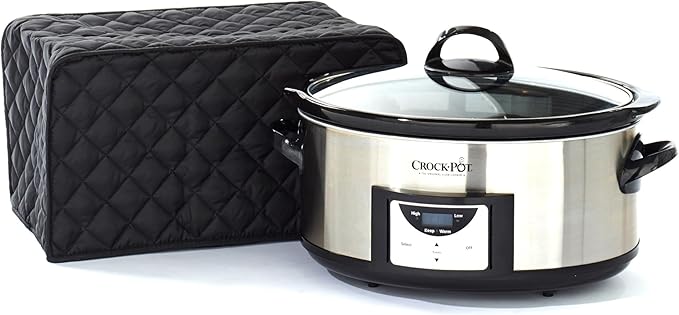 Covermates Keepsakes Slow Cooker Cover – Quilted Electric Appliance Protector for Kitchen Counter Storage – Dust & Stain Resistant – Washable Slip-On Design, Black