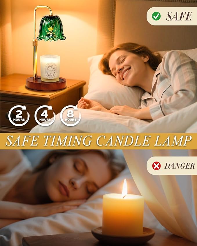 Funslive Flower Candle Warmer Lamp with Timer Dimmable, Candle Warming Lamp Height Adjustable, Birthday Gifts for Women, Candles Warmer Light for Jar Candles, Stylish Decorations