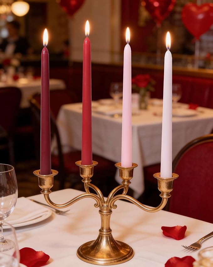 Viyffo Taper Candles, 12 Inch, 12 Pack, Red Ombre – Unscented, Smokeless Design, Up to 8-Hour Burn – Tall Candlesticks for Table Decor, Weddings & Dinners