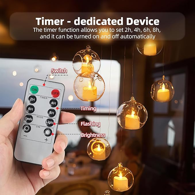 Rechargeable LED Flameless Candles, 2/4/6/8H Electric Votive Candles, 9PCS Battery Operated Tealights with Timer for Christmas, Wedding, Home Decor(USB-C Charging Cable Included)