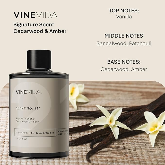 VINEVIDA [16oz] Cedarwood & Amber Fragrance Oil for Candle Making and Soap Making - Premium Candle Scents for Soy Candles