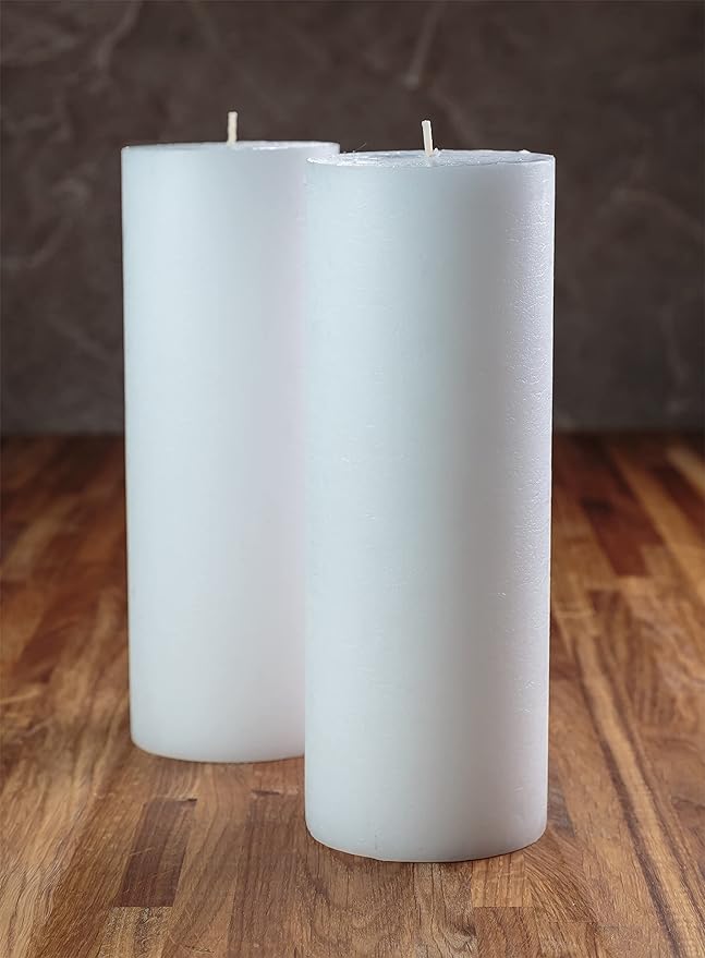 Melt Candle Pillar Candles, 2 Pack - Unscented Candles for Home, Church, Weddings, & More - 3" x 8", White