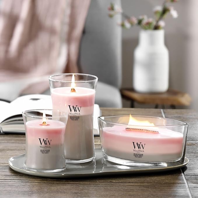 WoodWick Shoreline Trilogy Gifts for Women and Men, 16 oz Ellipse Trilogy Candle with Crackling Wick
