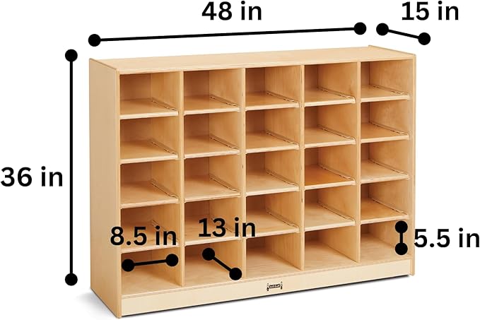Jonti-Craft 0425JC 25 Cubbie-Tray Mobile Storage Without Bins 35.5 x 48 x 15 in