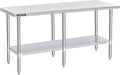 DuraSteel 24x84 Stainless Steel Work Table - NSF Commercial Prep Metal Table - Outdoor Pizza Oven Stand w/Under Shelf - Kitchen Island Laundry Utility Garage Microwave Stand Large Rolling Storage Cart